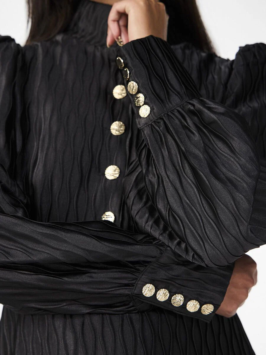 Rosa Jacquard Dress (Black) - Image 4