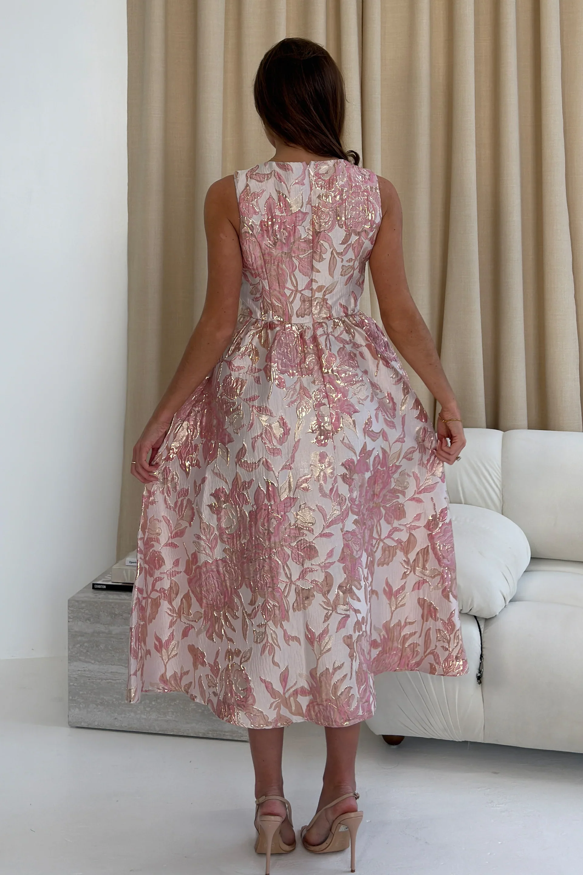 Rosie Midi Dress (Pink Floral) - Image 5