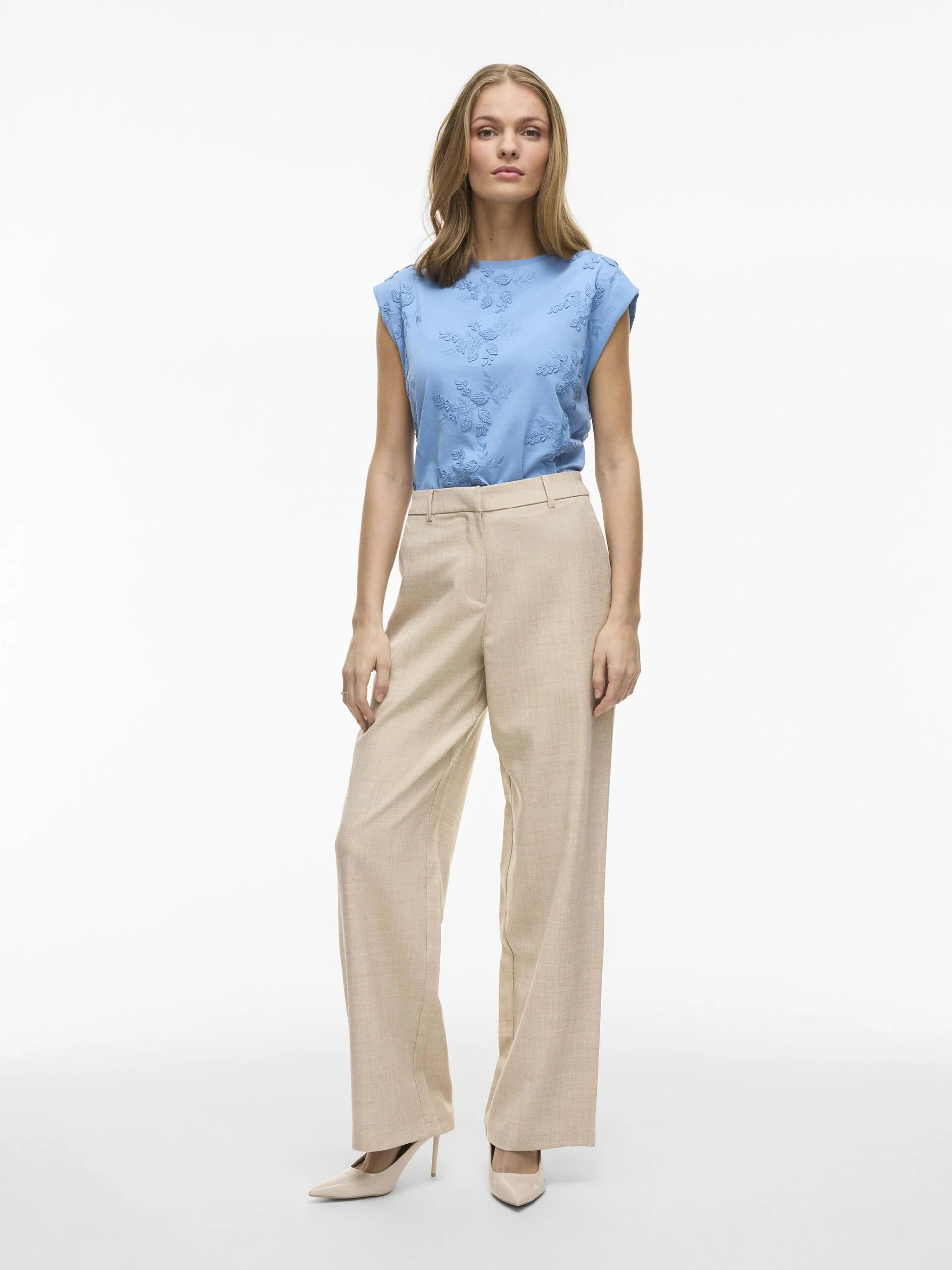 Rossa Wide Leg Pants (Super Light/Natural Melange)