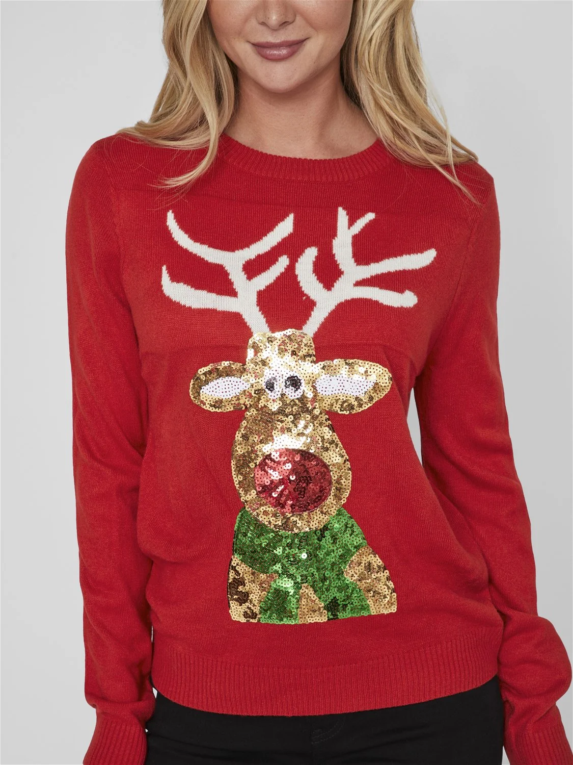 Rudolph Christmas Sequin Jumper (Red) - Image 3