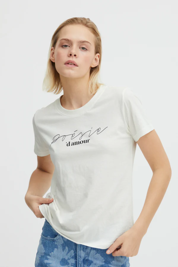 Runela Slogan T-Shirt (Cloud Dancer)