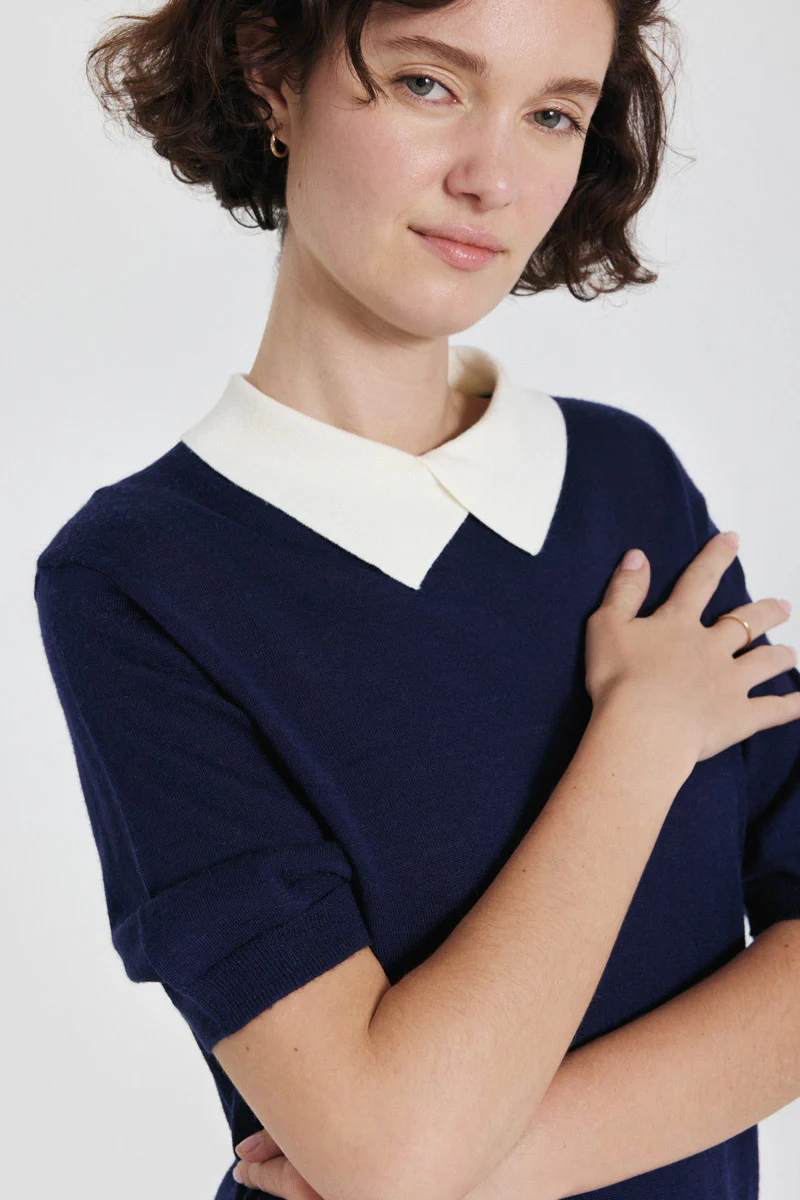 Sabina Short Sleeves Jumper (Navy) - Image 4