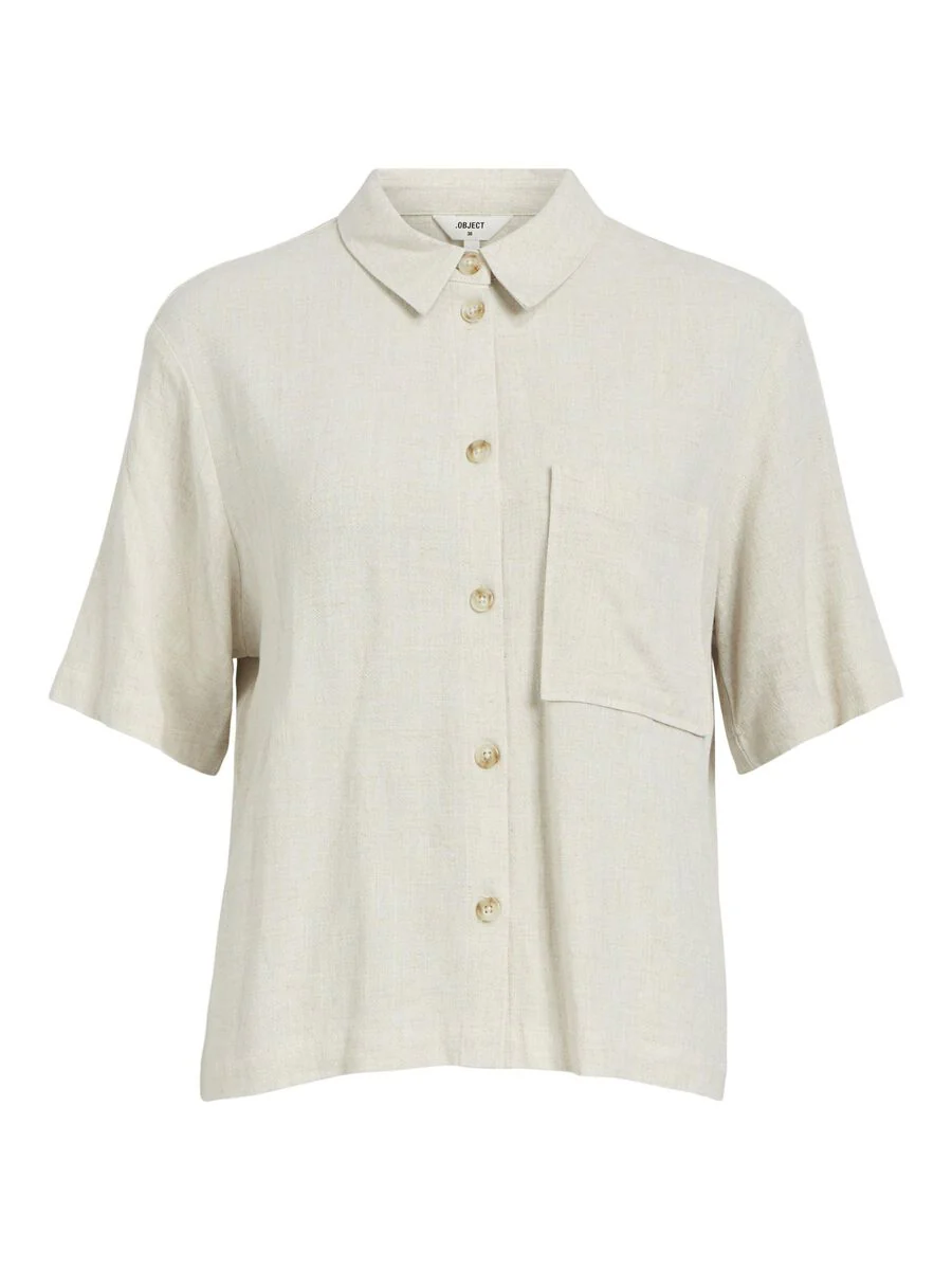 Sanne Linen Blend Short Sleeve Shirt (Sandshell) - Image 2