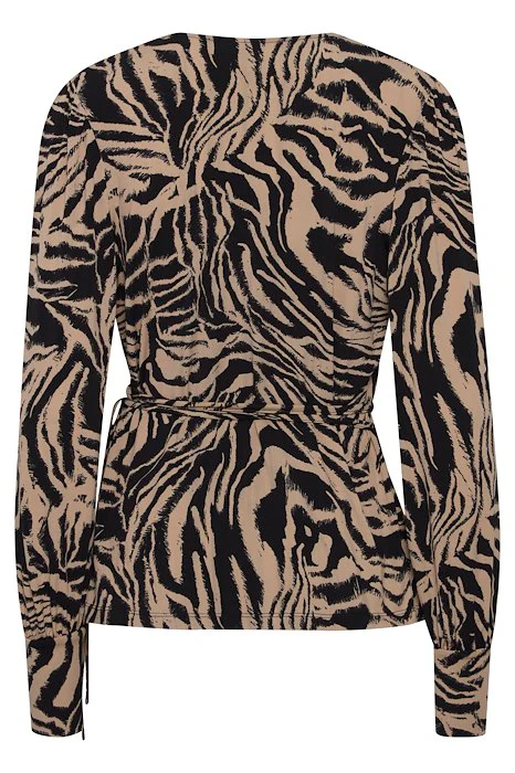 SANNY WRAP TOP (BLACK & TAN) - Image 2