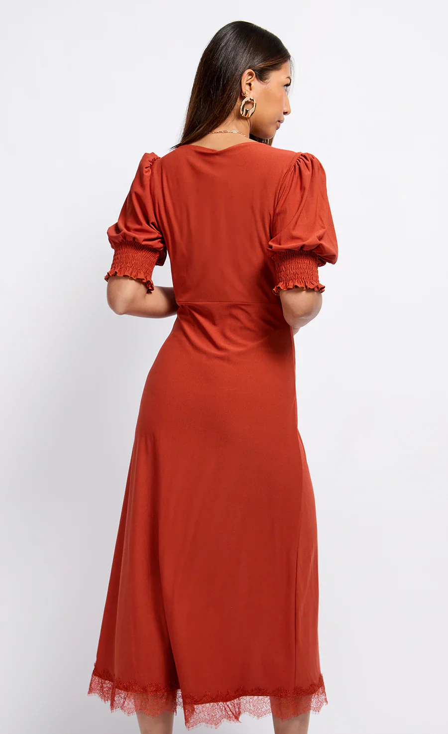 Sara Lace Trim Midaxi Dress (Copper) - Image 4