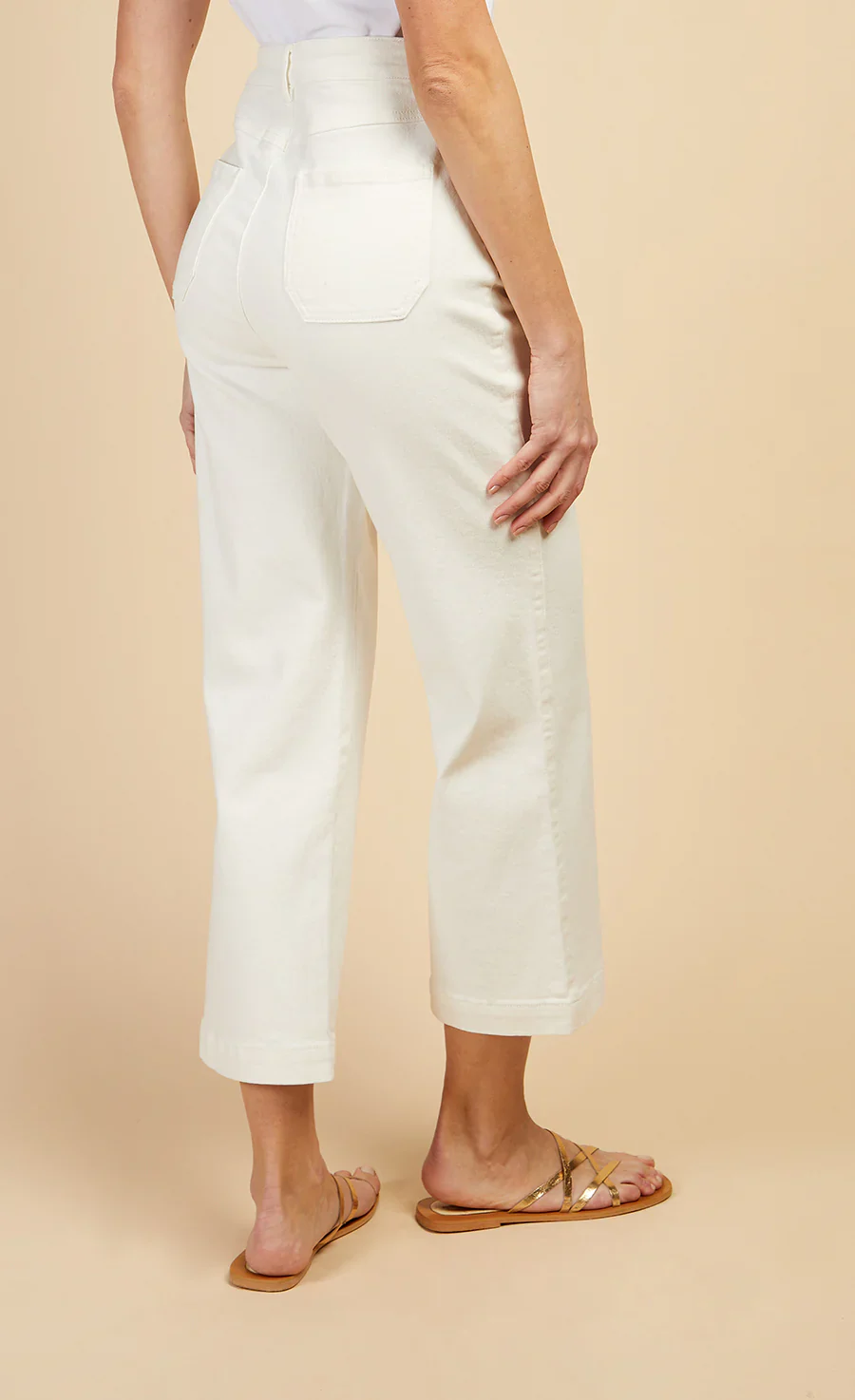 Sarah Cropped Wide Leg Denim Jeans (White) - Image 4