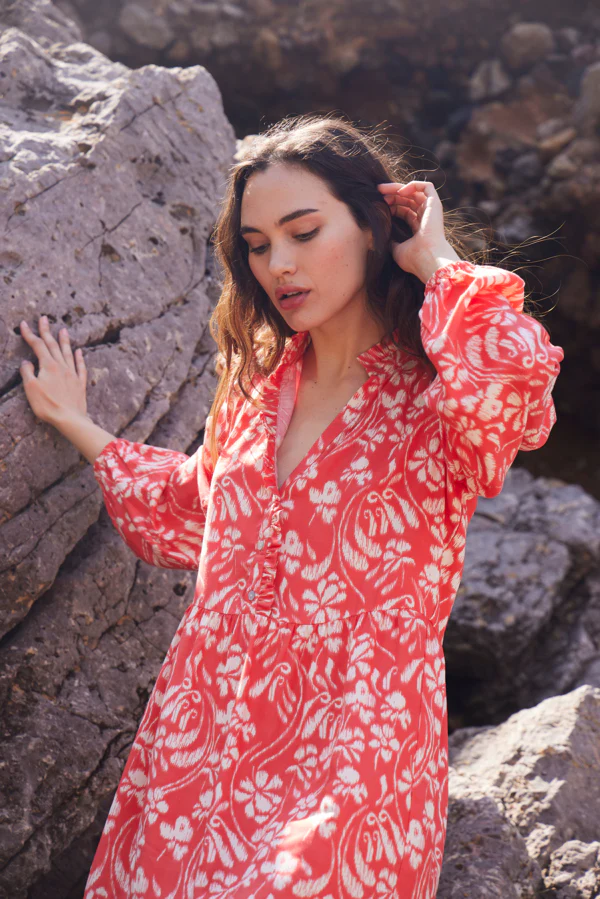 Sareena Dress (Hot Coral) - Image 2