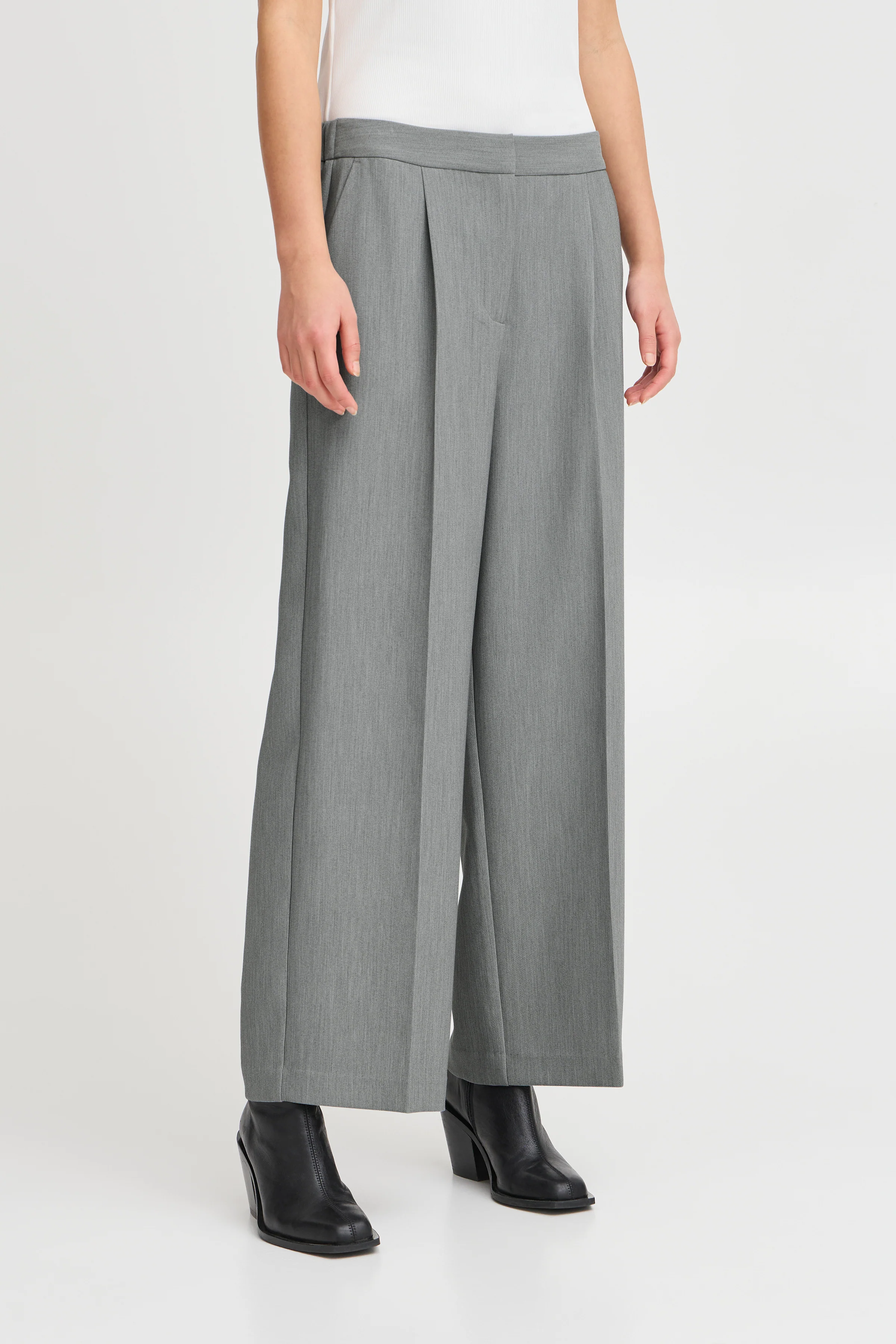 Sarla Wide Leg Trousers (Grey Melange) - Image 3