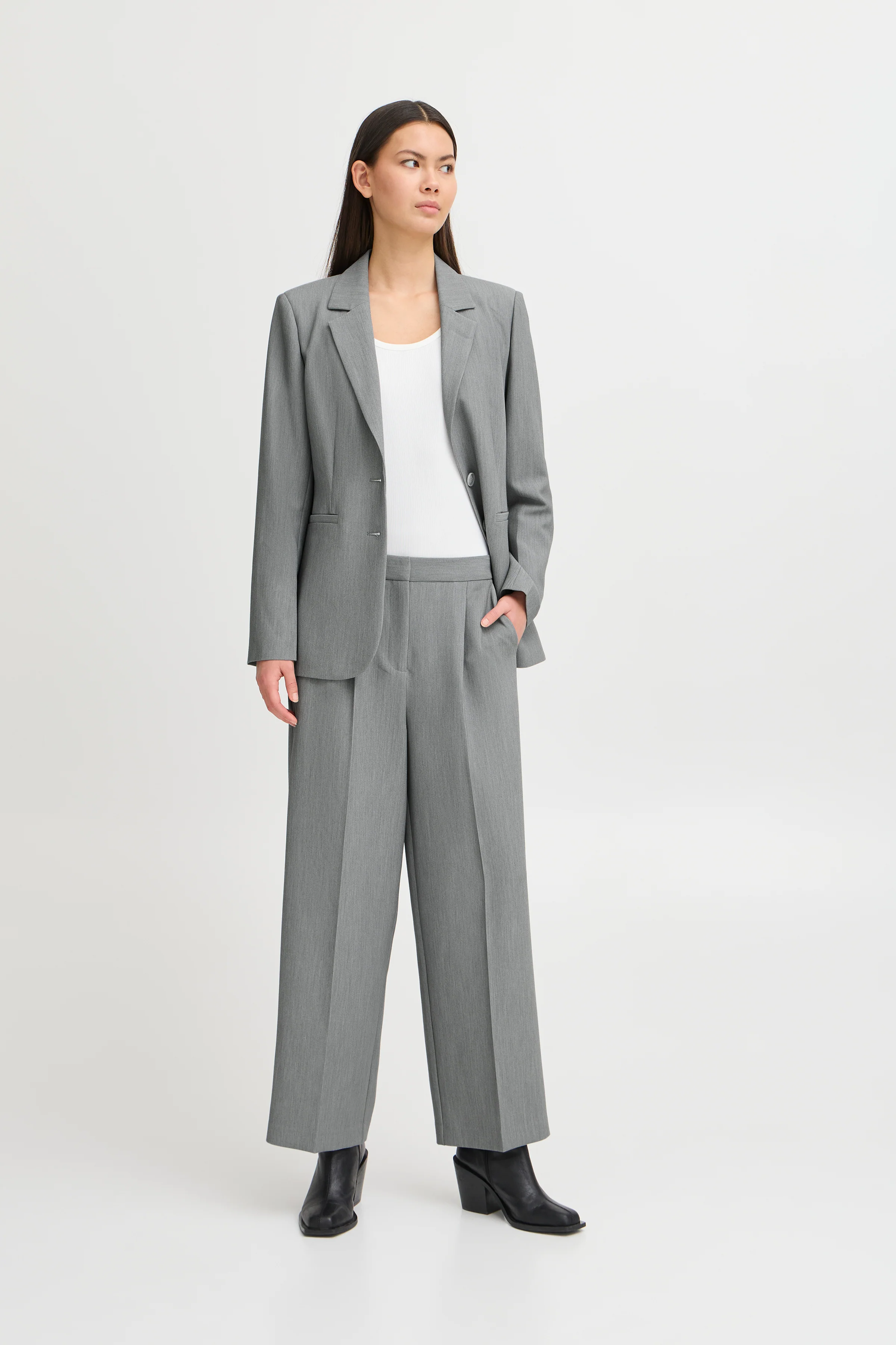 Sarla Wide Leg Trousers (Grey Melange) - Image 6
