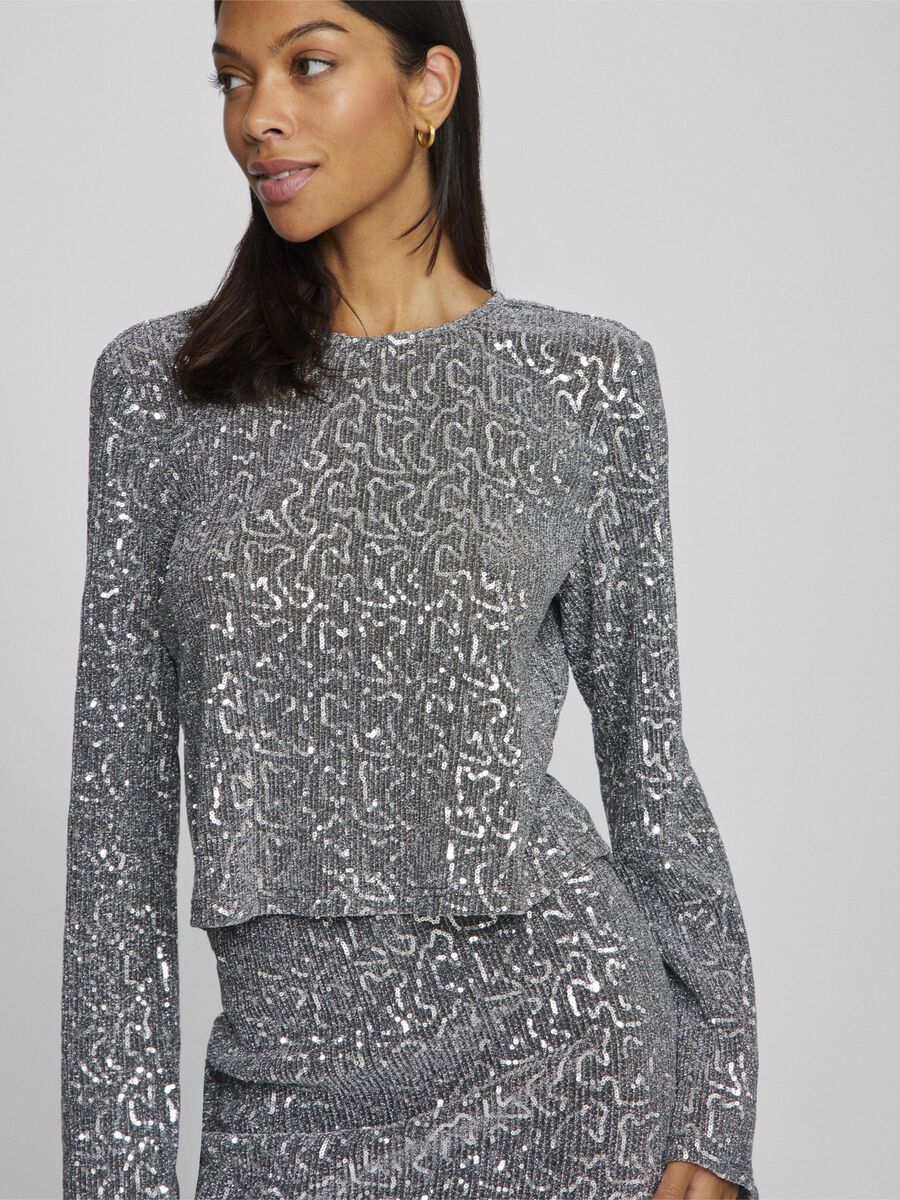 Savannah Glitter Crop Top (Silver) - Image 2