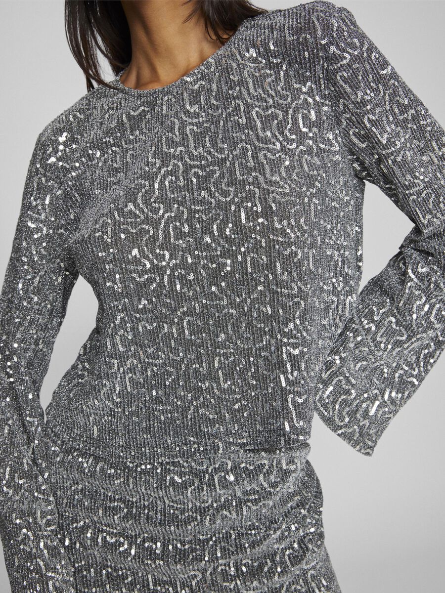 Savannah Glitter Crop Top (Silver) - Image 3