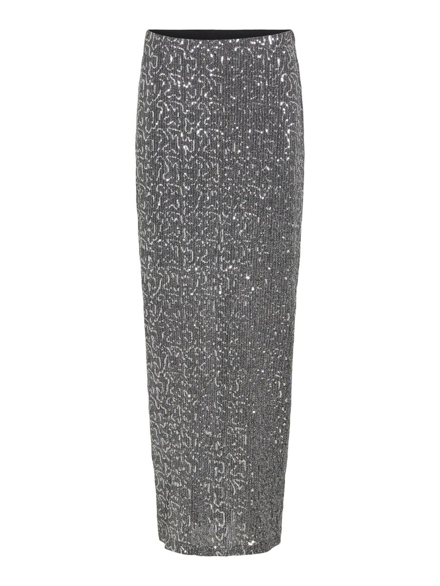 Savannah Glitter Maxi Skirt (Silver) - Image 6