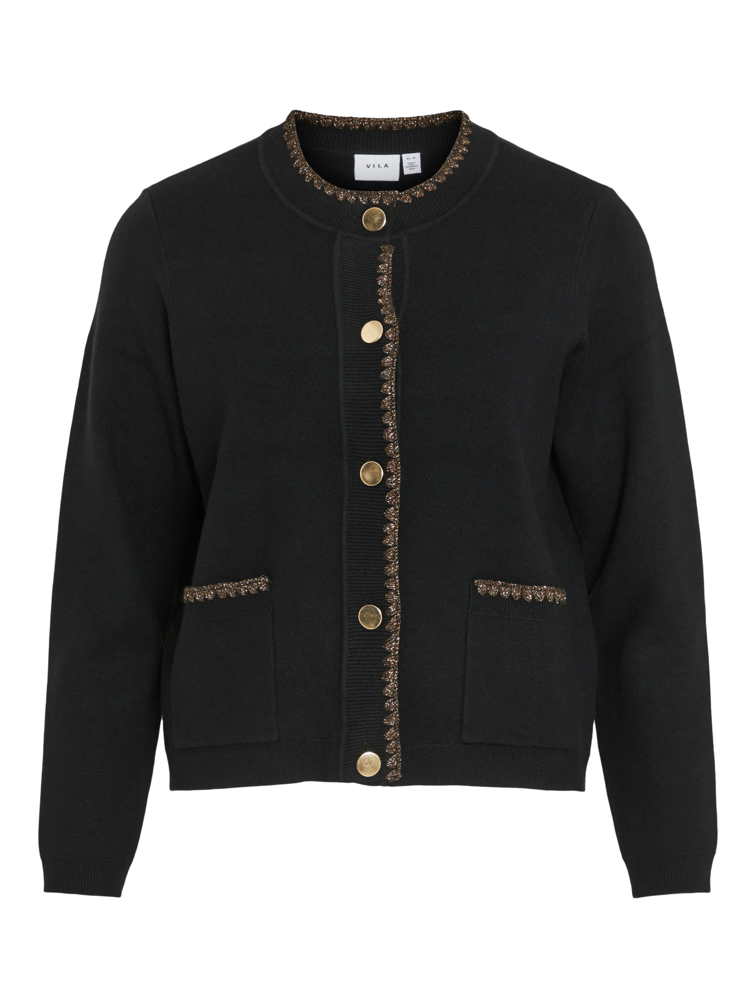 Selena Glitter Knit Cardigan (Black Beauty/Gold Glitter) - Image 3