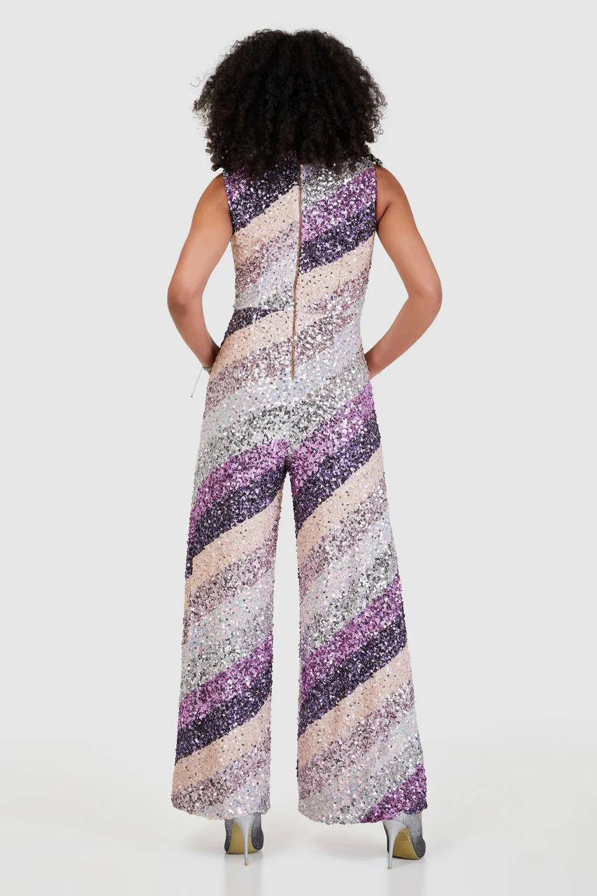 Sella Sequin V-Neck Jumpsuit (Blush) - Image 4