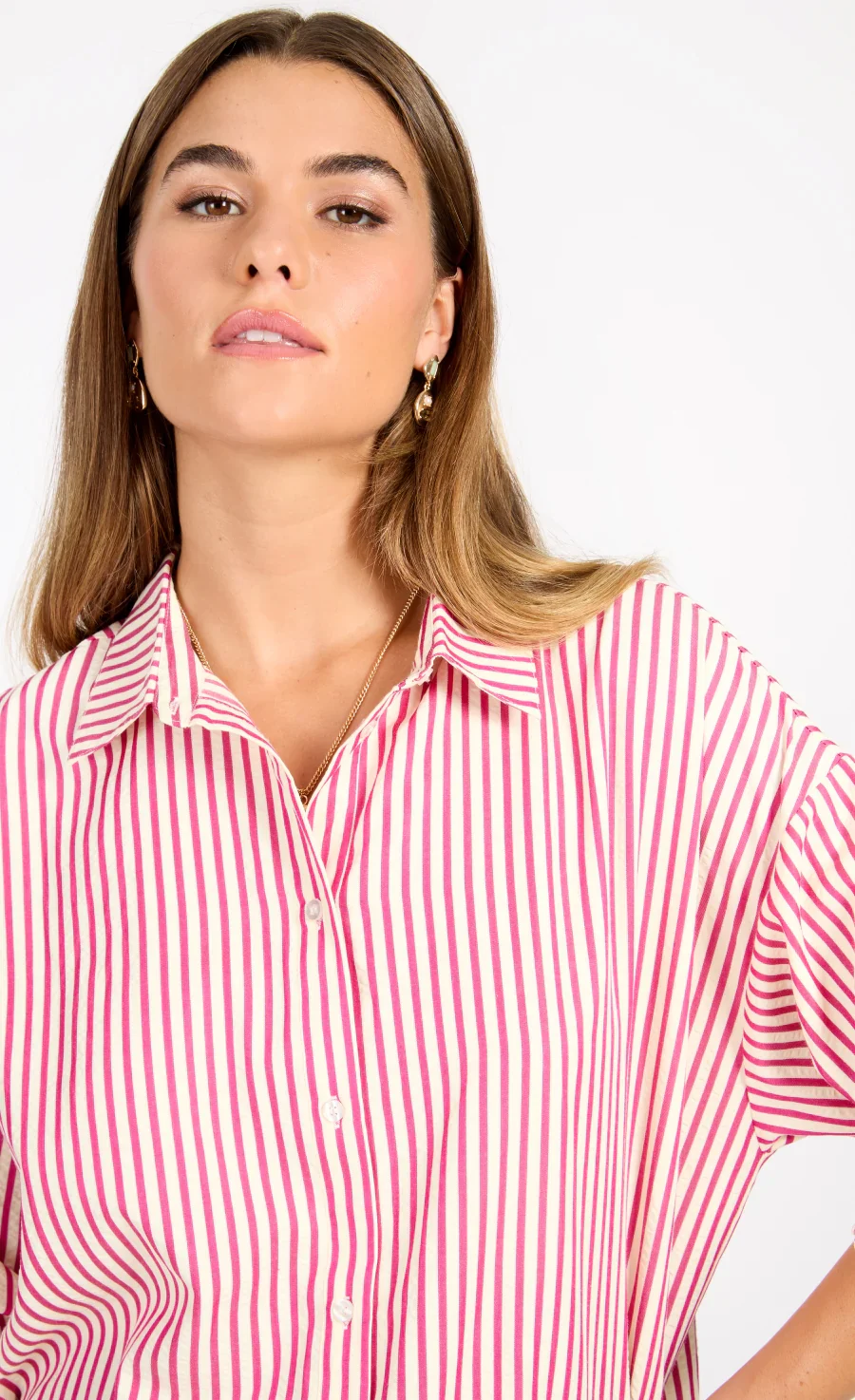 Serena Stripe Shirt (Pink/Cream) - Image 5