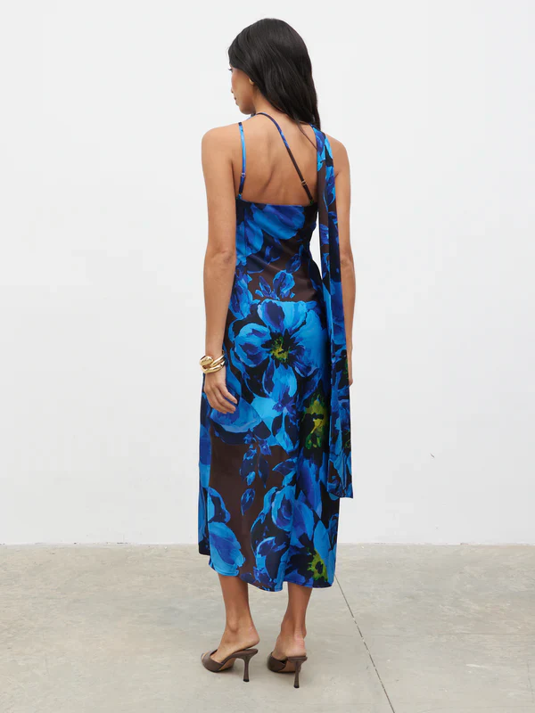 Sheree One Shoulder Sash Maxi Dress (Cobalt Blue) - Image 3
