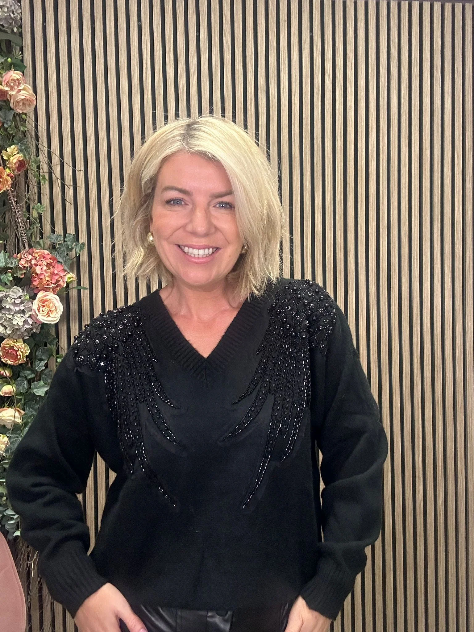 Sia Pearl & Sequin Jumper (Black) - Image 2