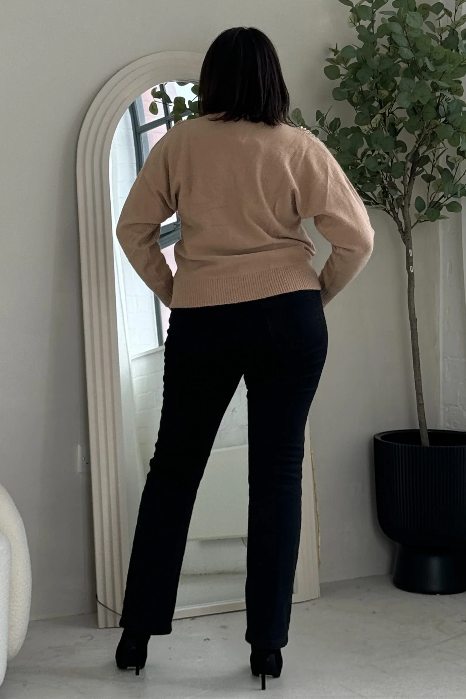 Sia Pearl & Sequin Jumper (Camel) - Image 9