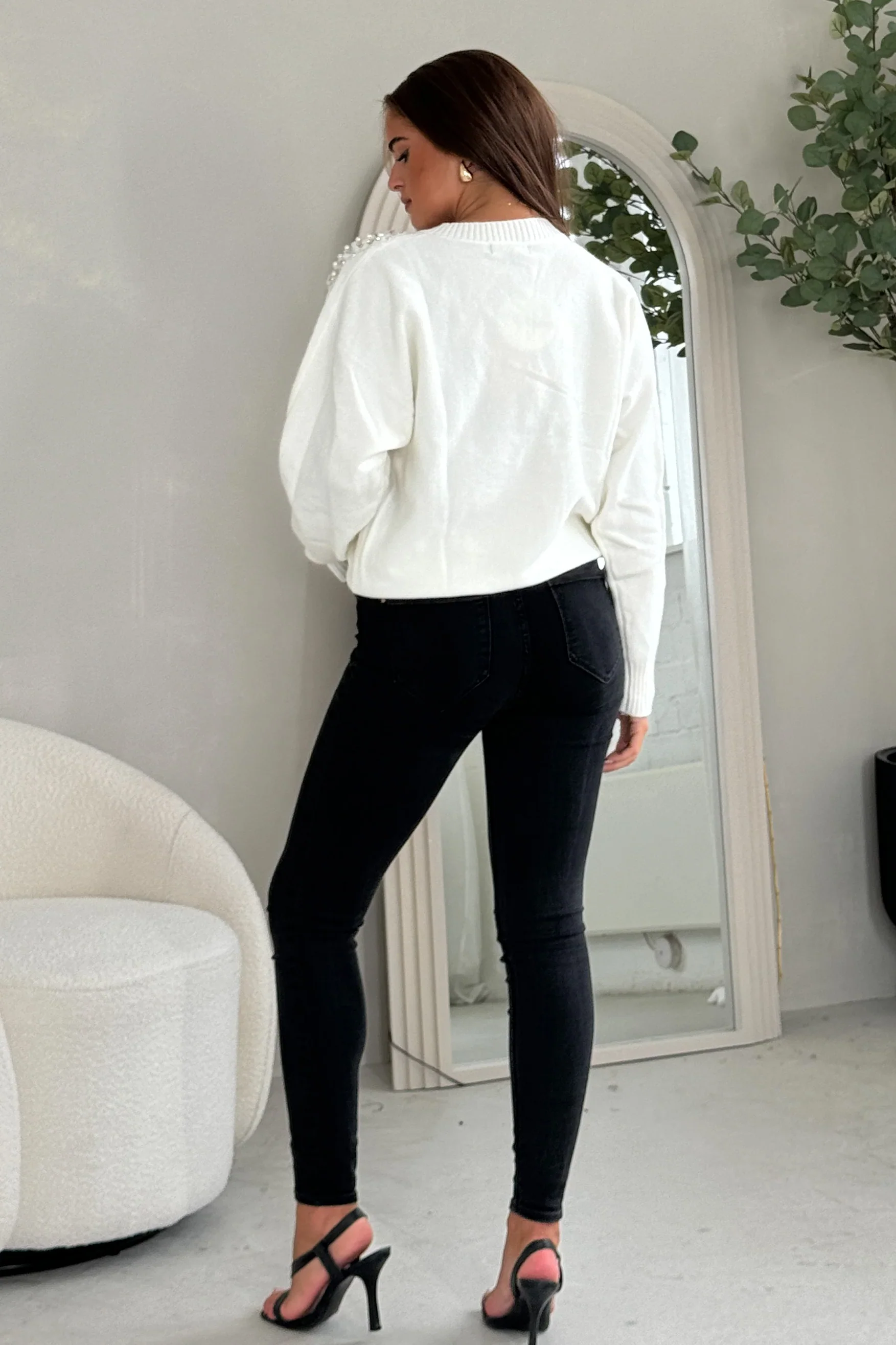 Sia Pearl & Sequin Jumper (Cream) - Image 4