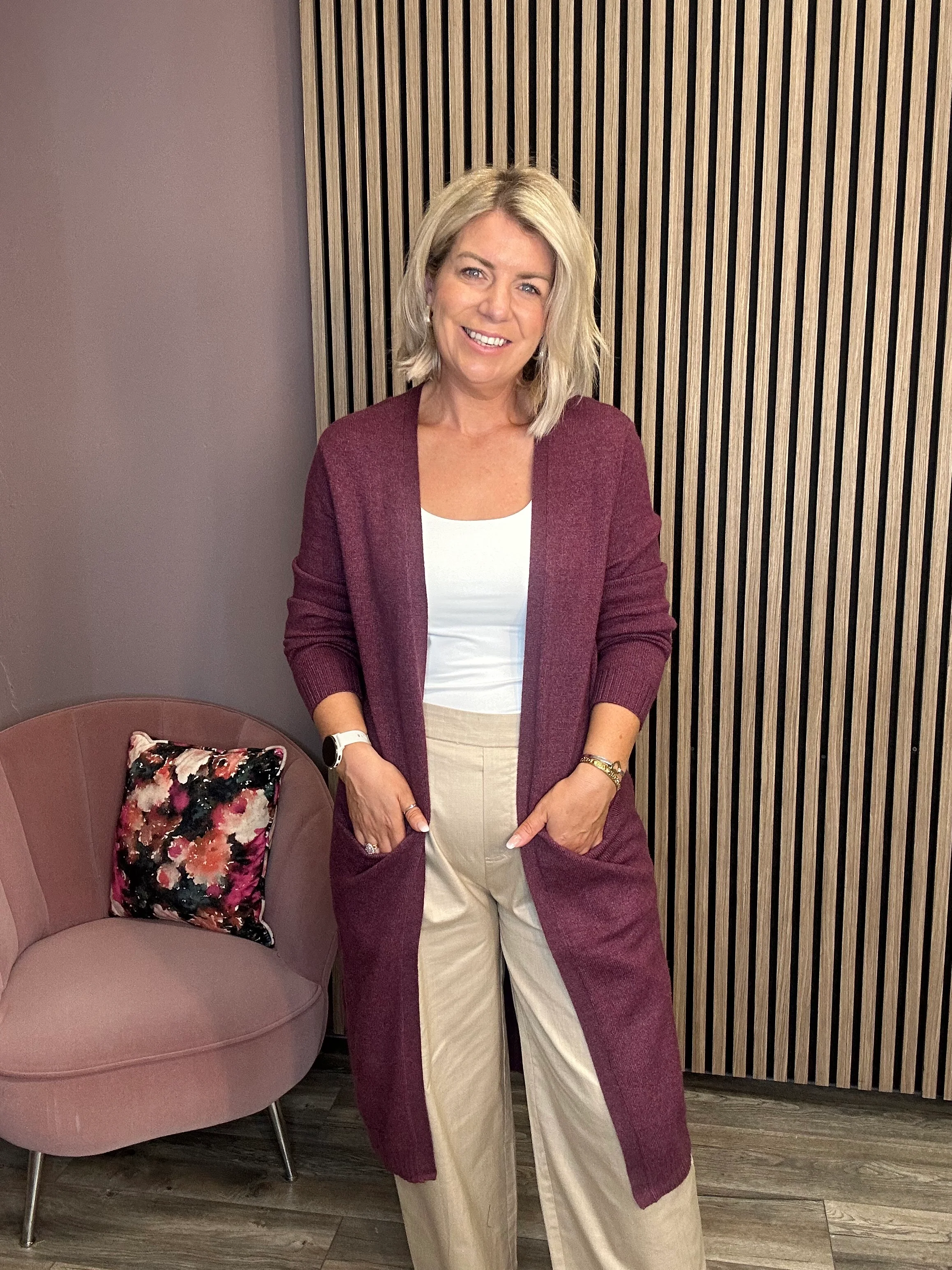 Sian Longline Cardigan (Fig/Dark Melange) - Image 2