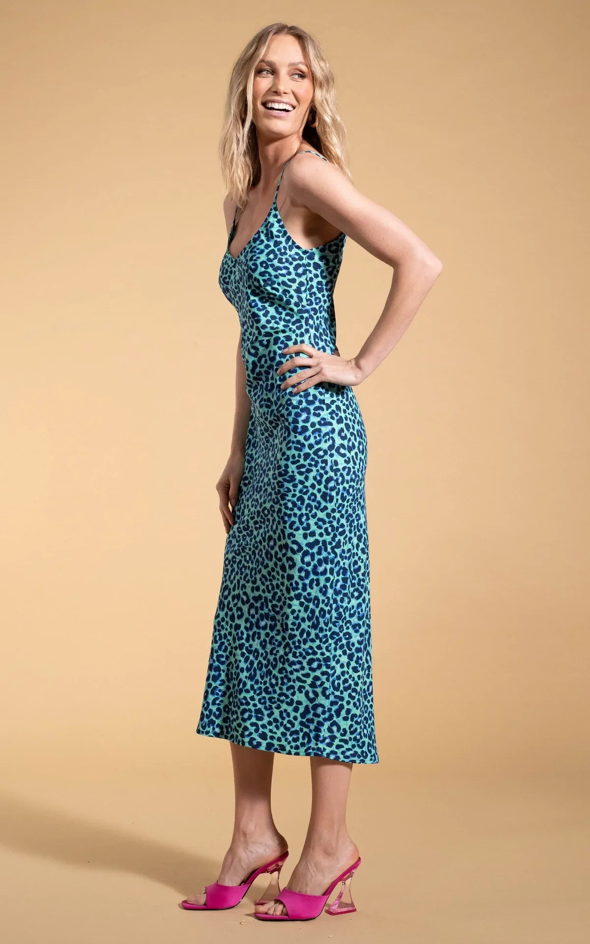 Sienna Dress | Leopard (Turquoise) - Image 2