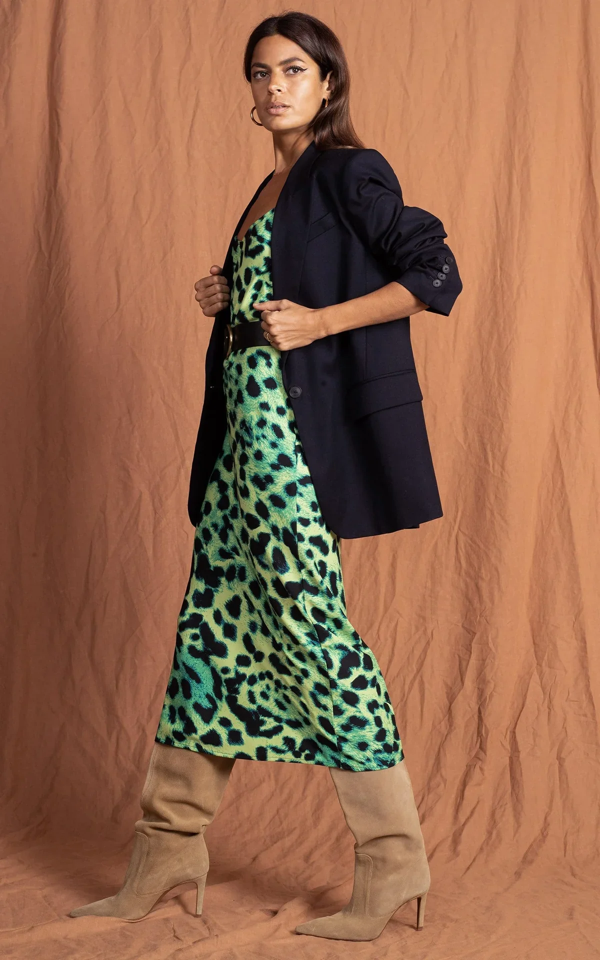 SIENNA MIDAXI SLIP DRESS (LIME LEOPARD) - Image 3