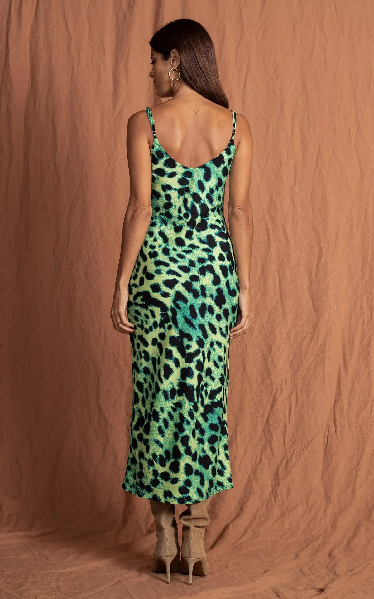 SIENNA MIDAXI SLIP DRESS (LIME LEOPARD) - Image 4