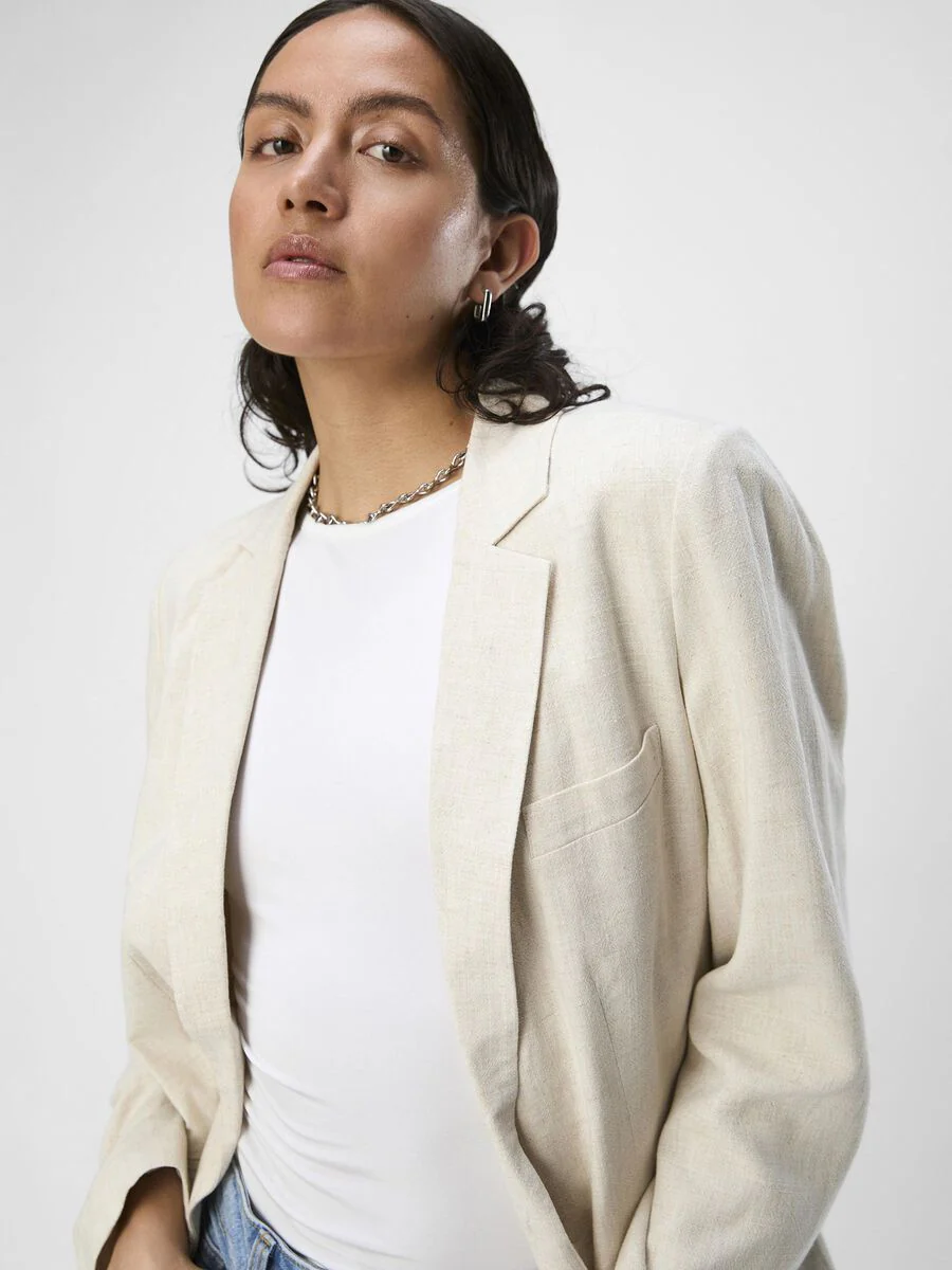 Sigrid Linen Blend Blazer (Sandshell) - Image 3