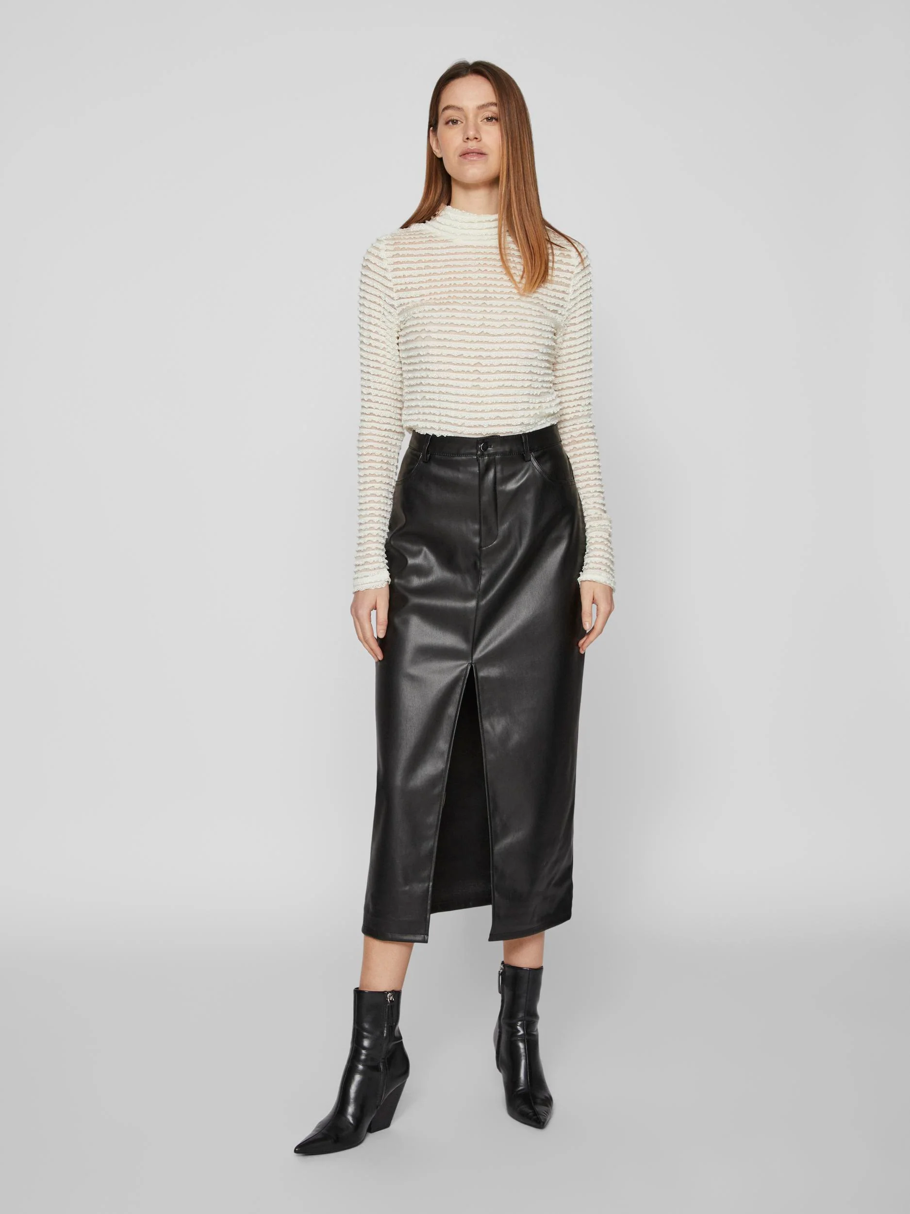 SINA H/W MIDI SKIRT (BLACK)