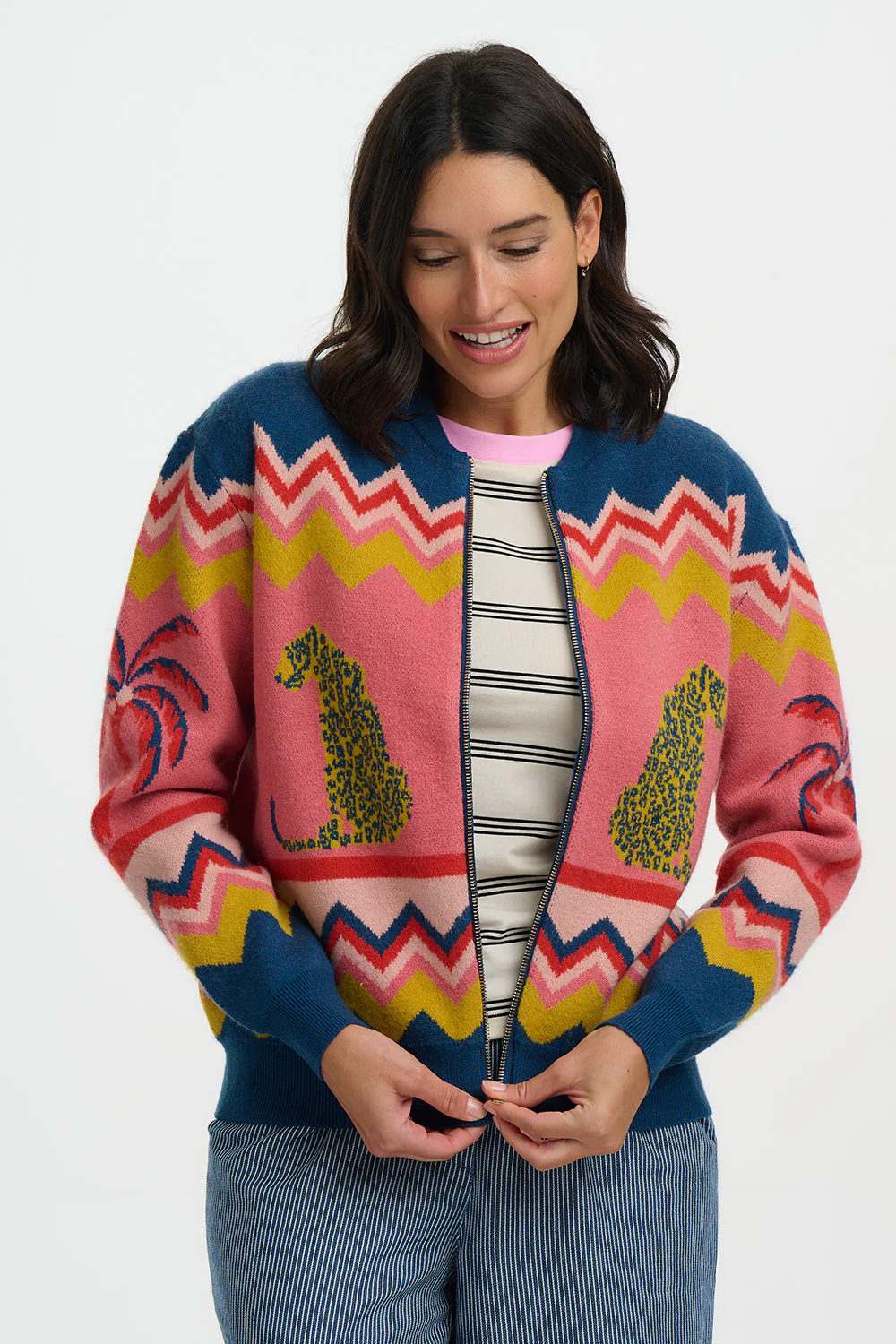 Solana Knitted Bomber (Multi/Leopard) - Image 2
