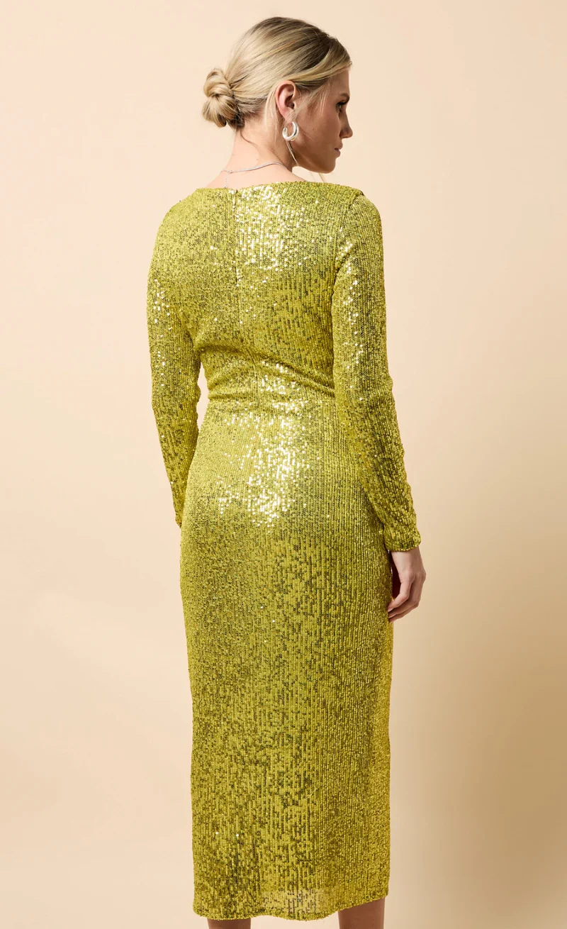 Solange Sequin Midaxi Dress (Lime) - Image 2