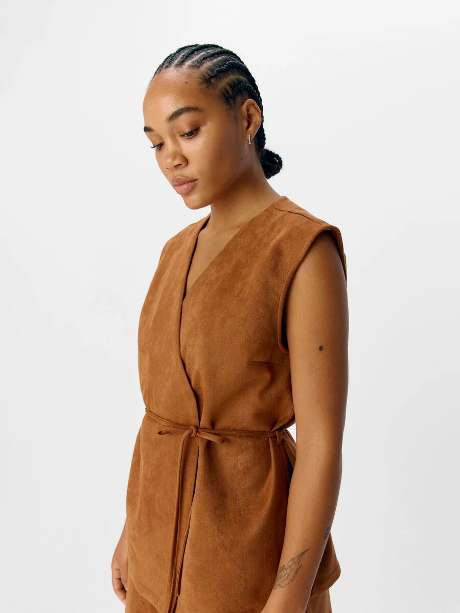 Sonia Faux Suede Waistcoat (Rawhide) - Image 2