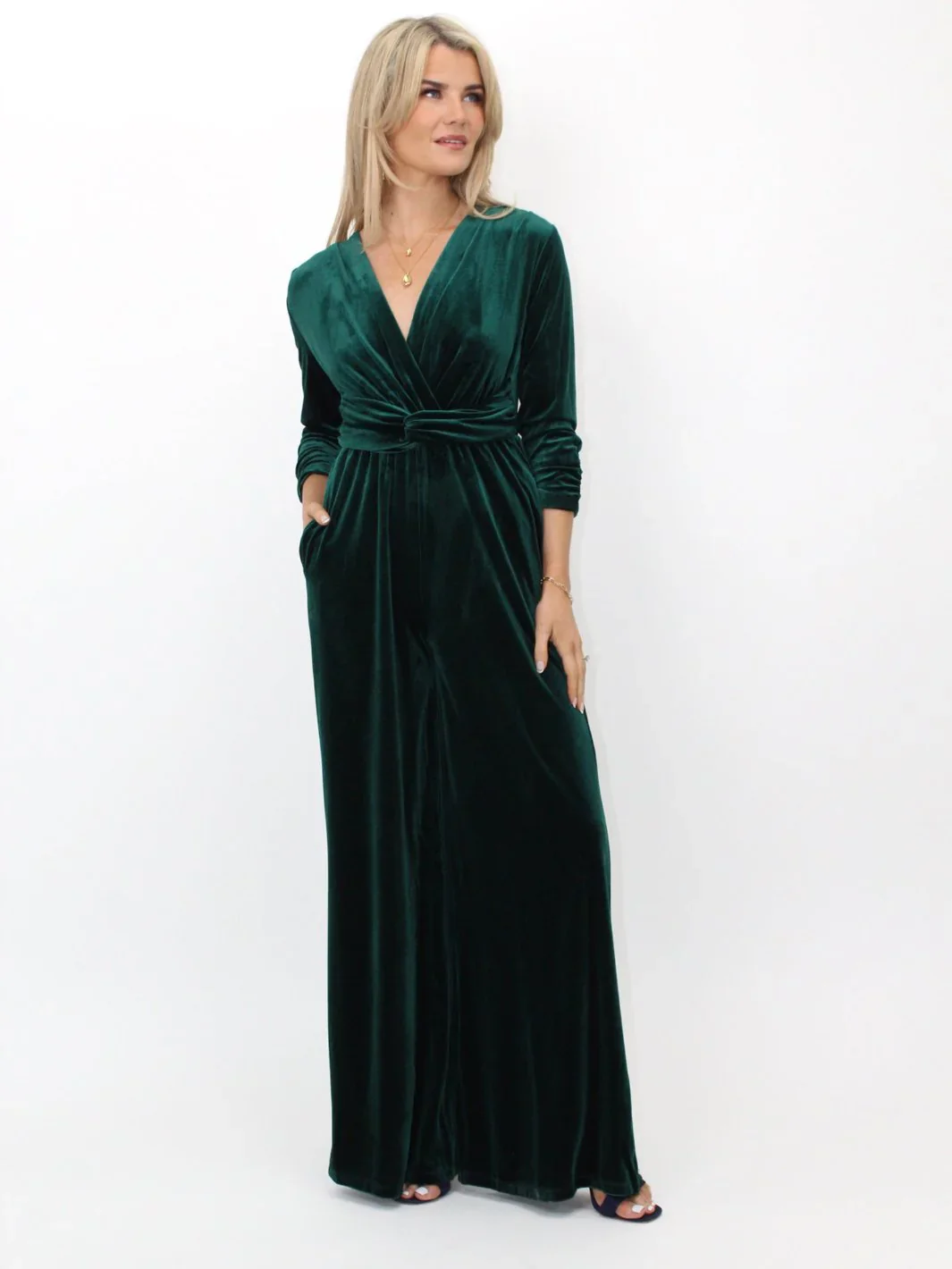 Sophia Velvet Jumpsuit (Green) - Image 4