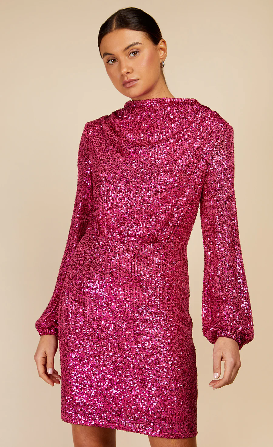 SOPHIE SEQUIN MINI DRESS (PINK)y - Image 2