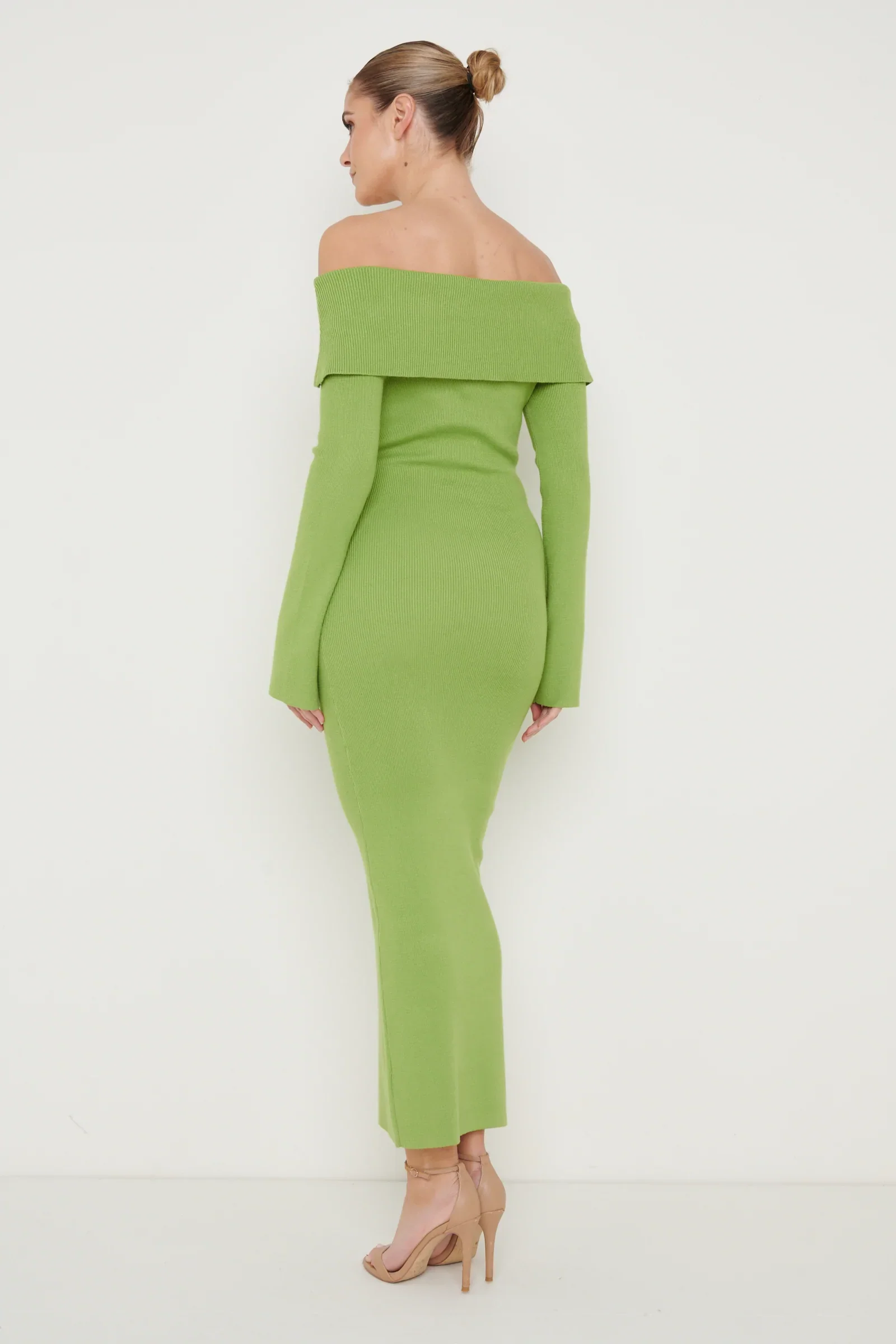 Soreya Bardot Knit Dress (Green) - Image 2