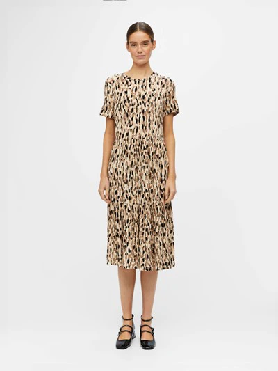 STEPHANIE SHORT SLEEVE DRESS (SANDSHELL ABSTRACT)