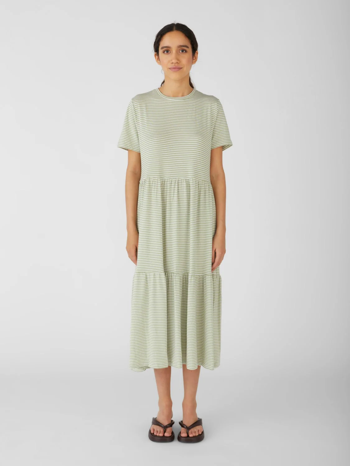Stephanie Smock Dress (Seagrass/White)