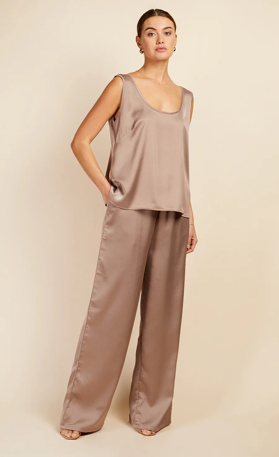 Stone Satin Trousers (Natural) - Image 2