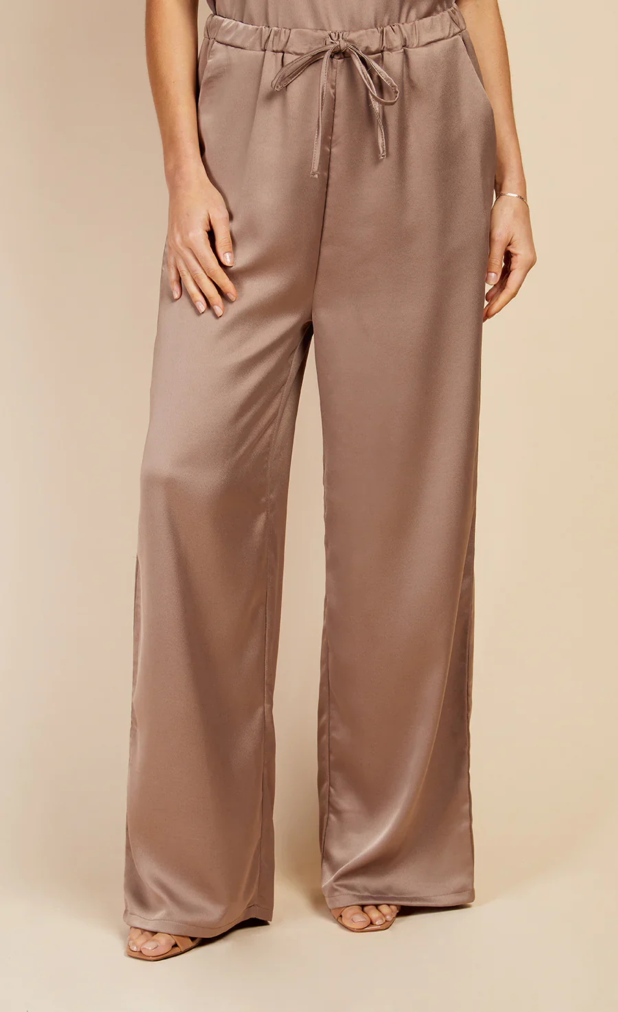 Stone Satin Trousers (Natural) - Image 3
