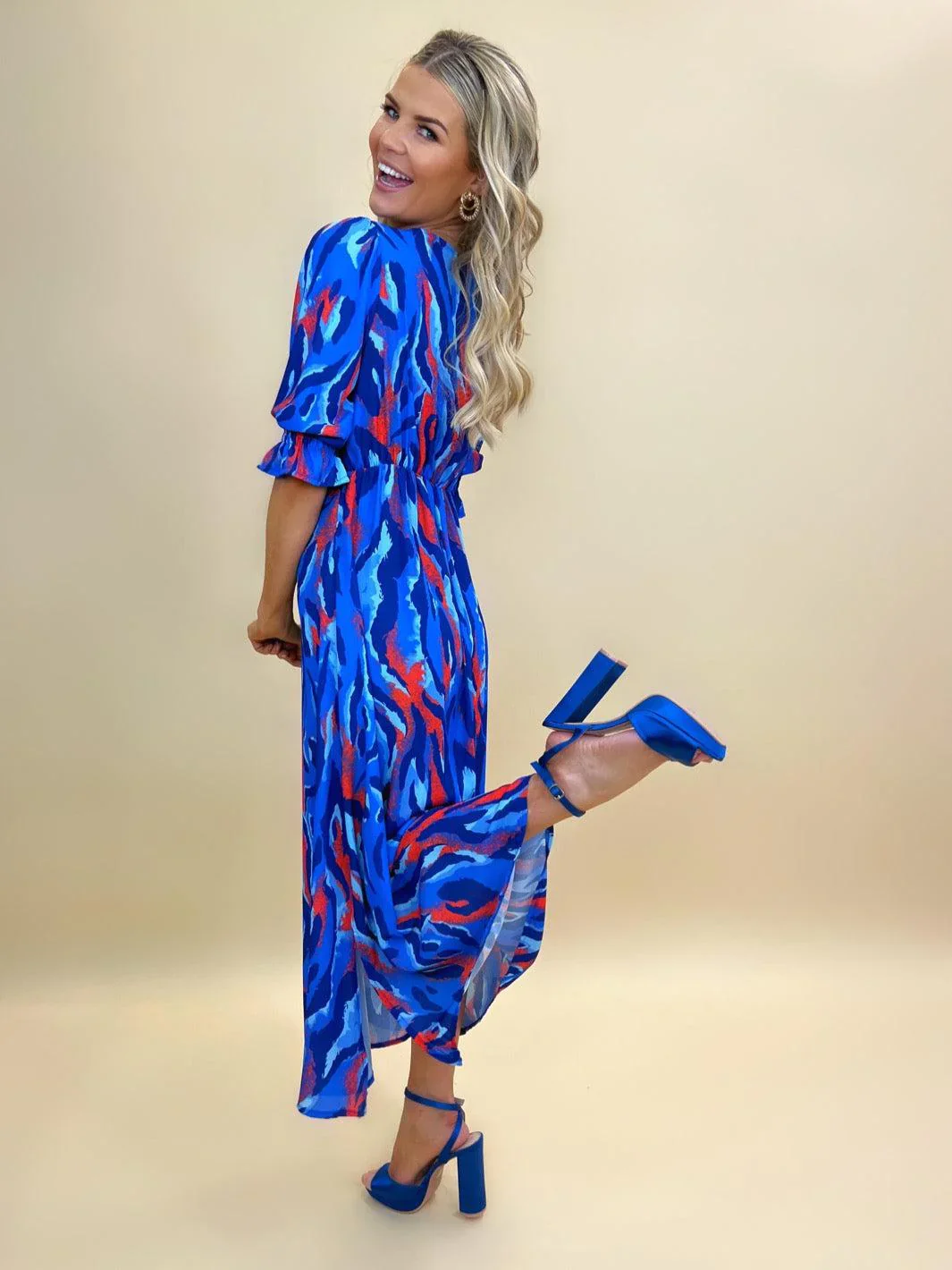 Streasa Dress (Blue/Red) - Image 2