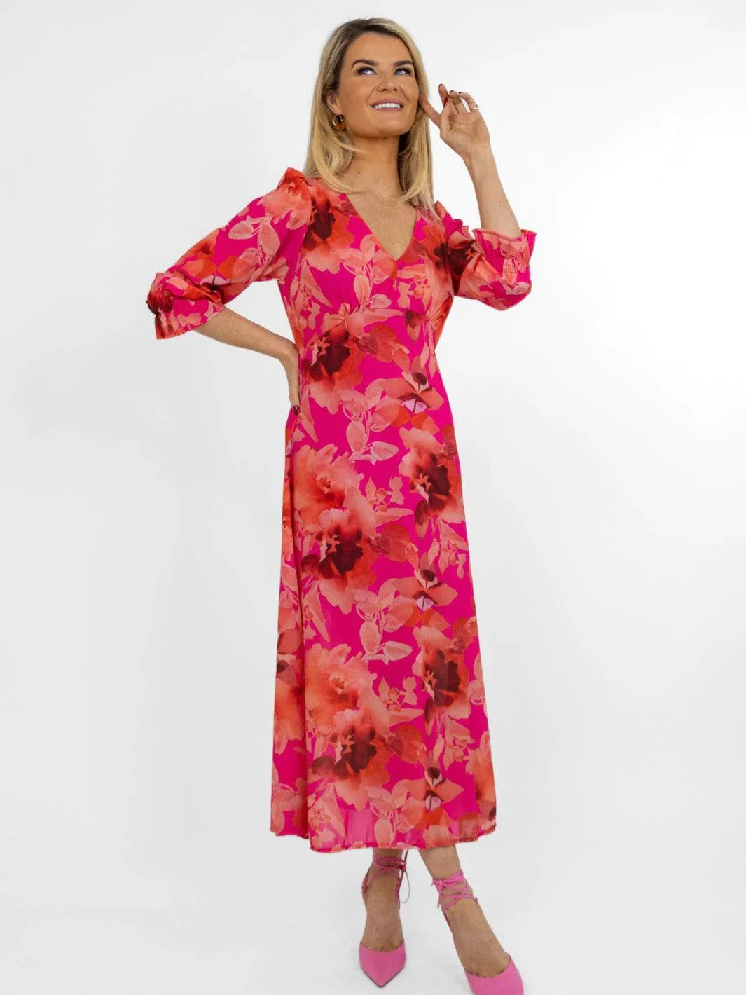 STREASA DRESS (PINK FLORAL PRINT) - Image 2