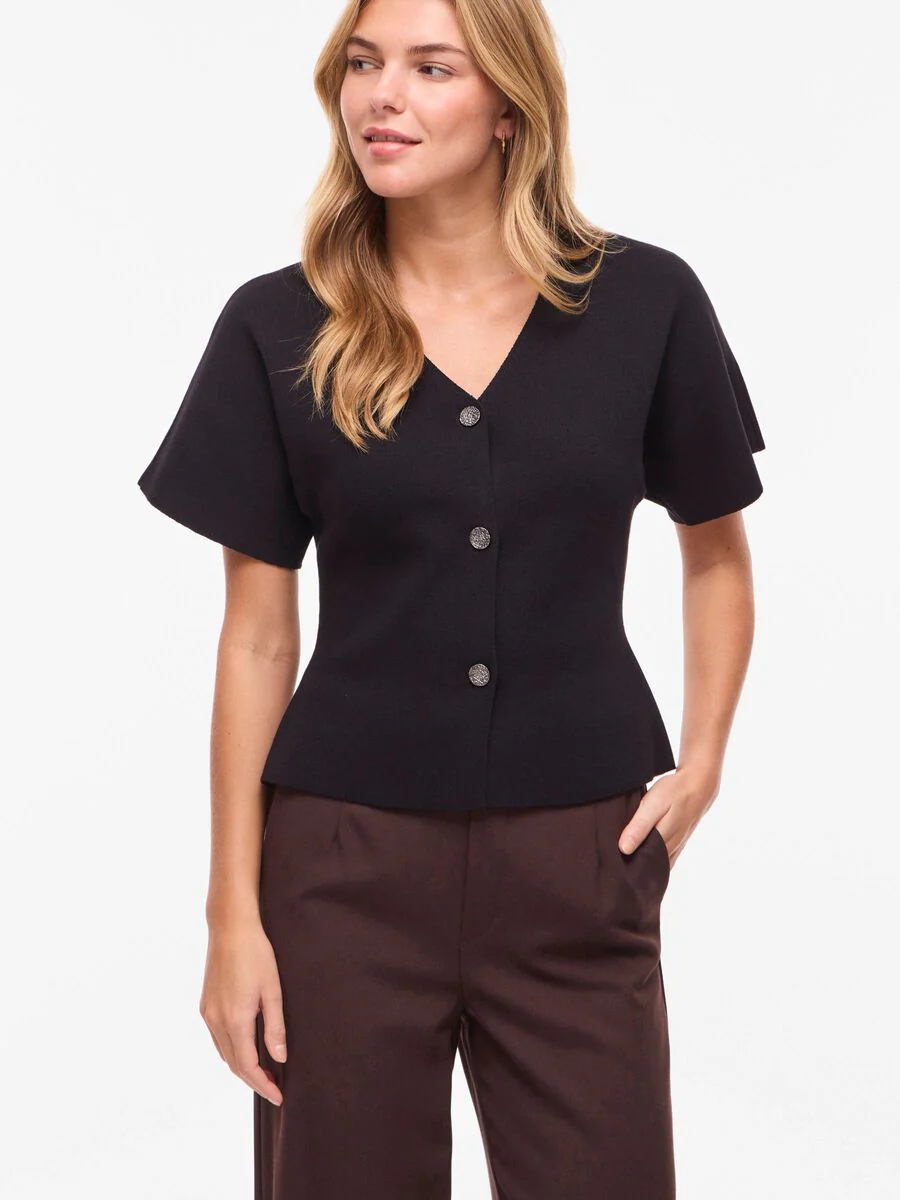 Sway Short Sleeve Knitted Cardigan (Black Beauty) - Image 3