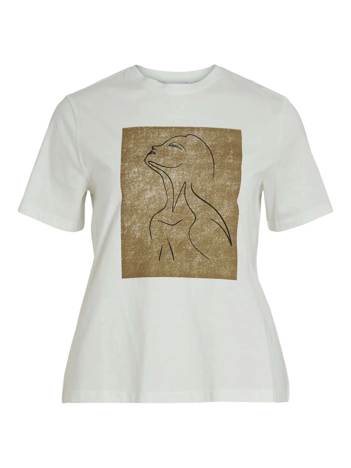 Sybil Line O-Neck T-Shirt (Snow White/Khaki) - Image 2