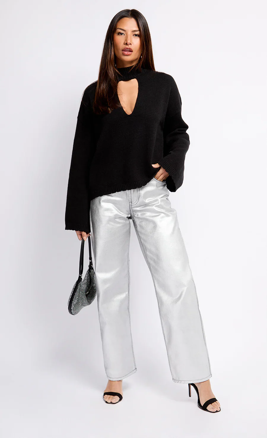 Sylvie Coated Trousers (Silver) - Image 2