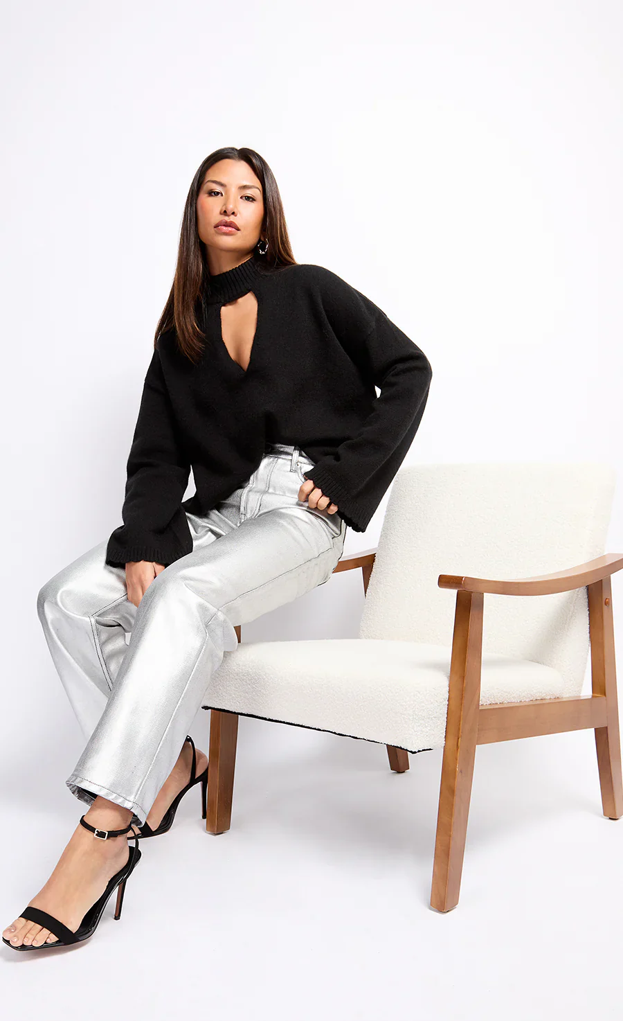 Sylvie Coated Trousers (Silver) - Image 3