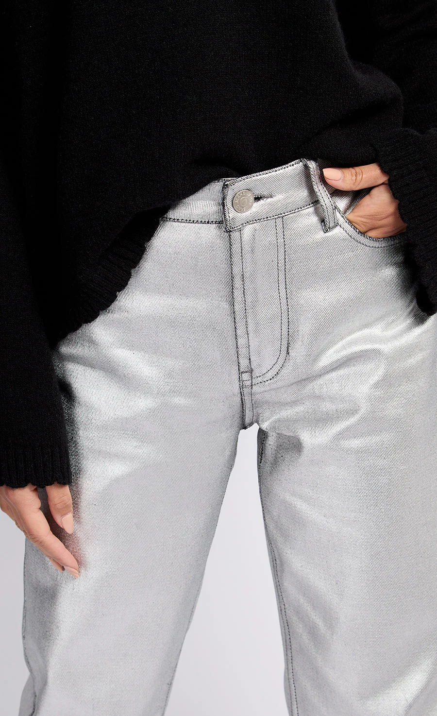 Sylvie Coated Trousers (Silver) - Image 6