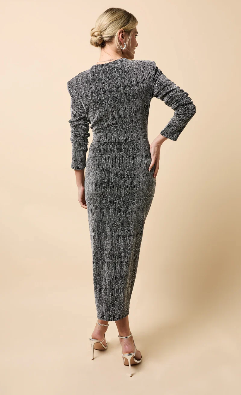 Sylvie Cowl Neck Midaxi Dress (Silver) - Image 2