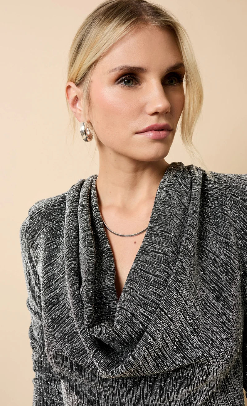 Sylvie Cowl Neck Midaxi Dress (Silver) - Image 4