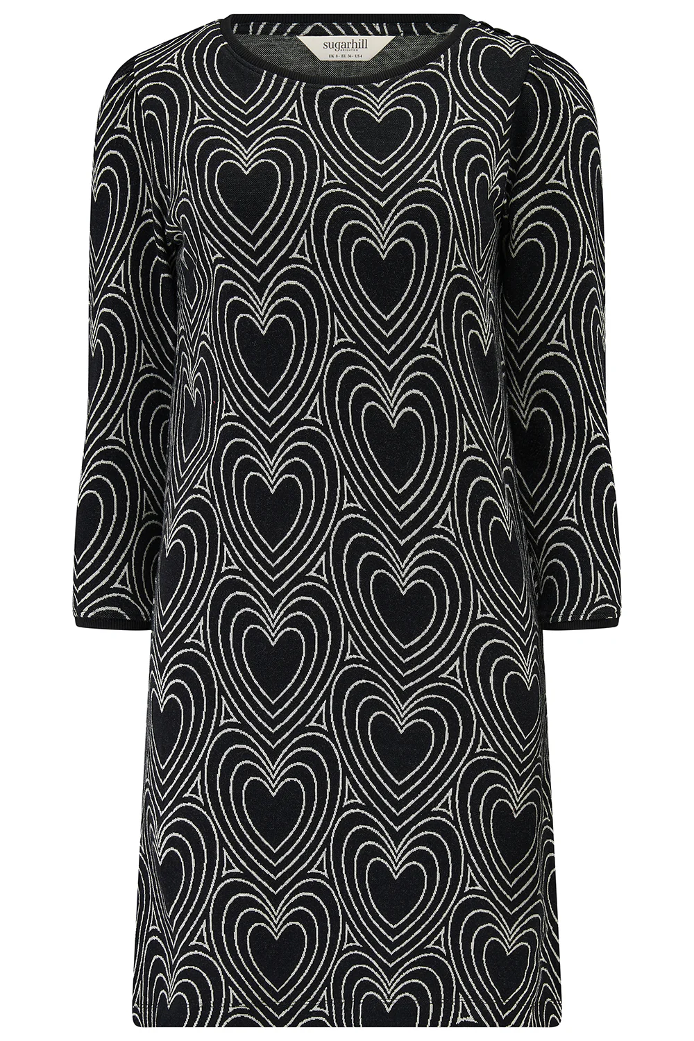 Tamara Jersey Mini Dress (Black/Off White) - Image 5