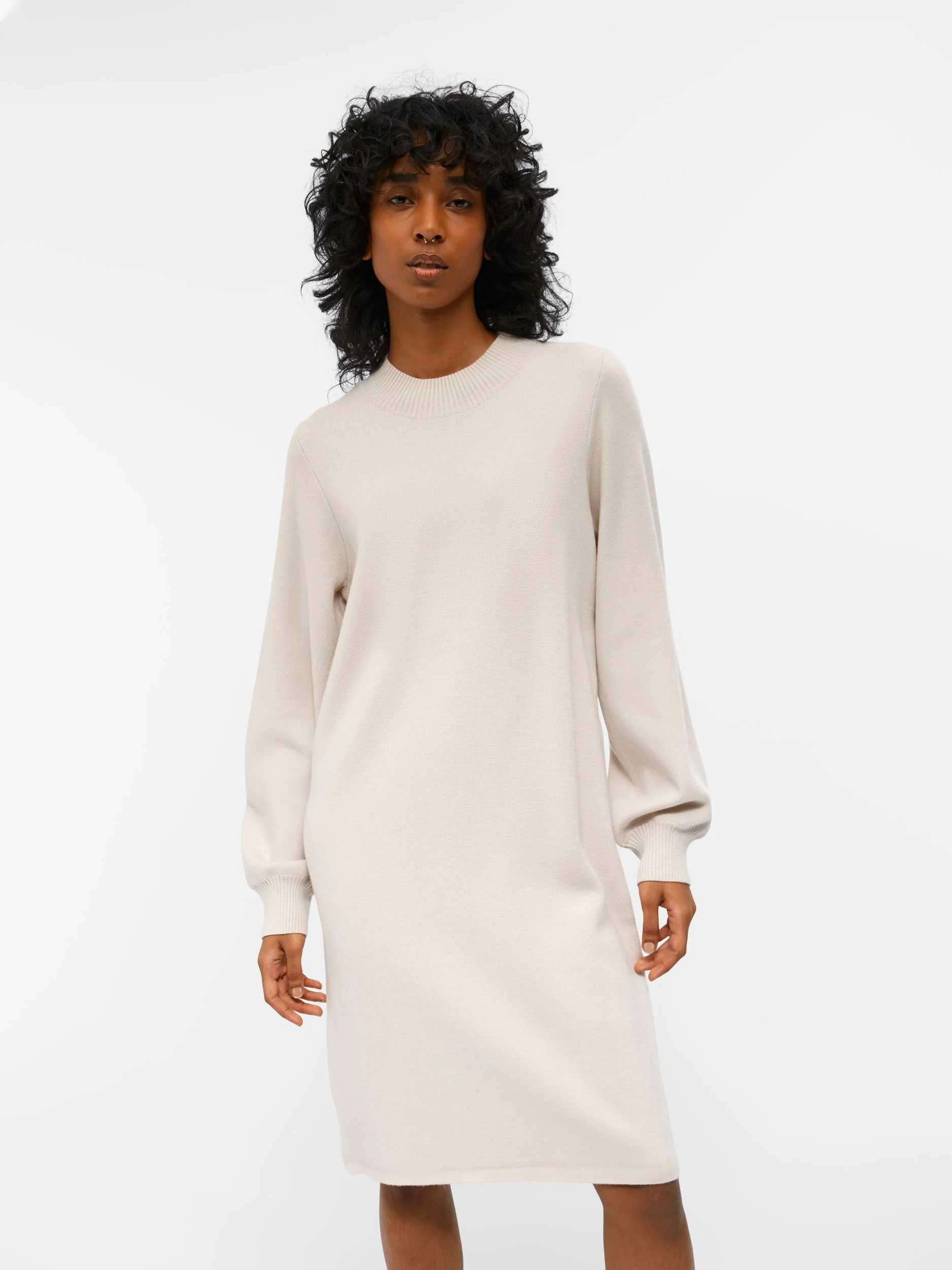TAMMY KNIT DRESS (IVORY/SILVER GREY) - Image 2